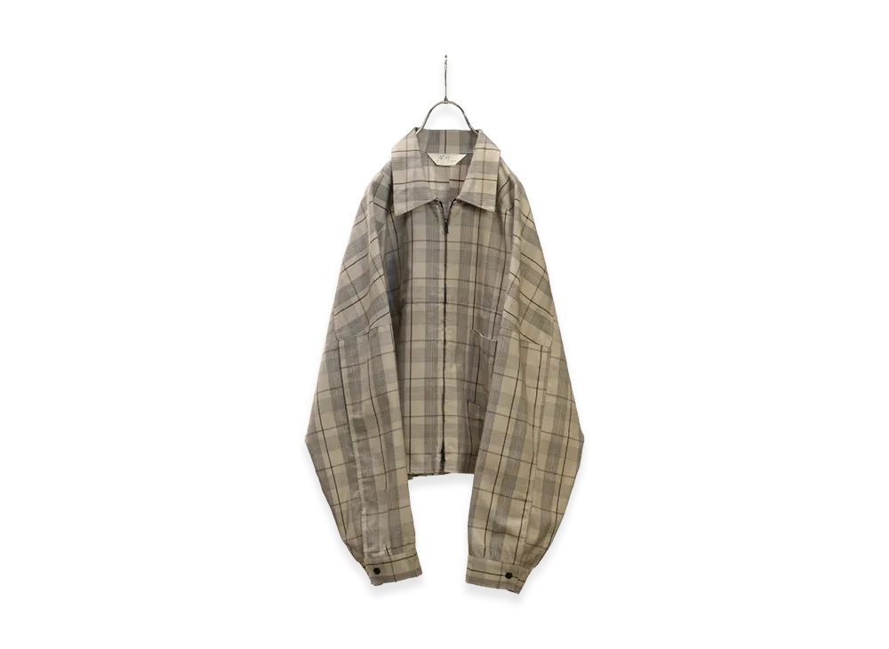 ANCELLM C/R Check Short Zipup Shirt Jacket "Gray"