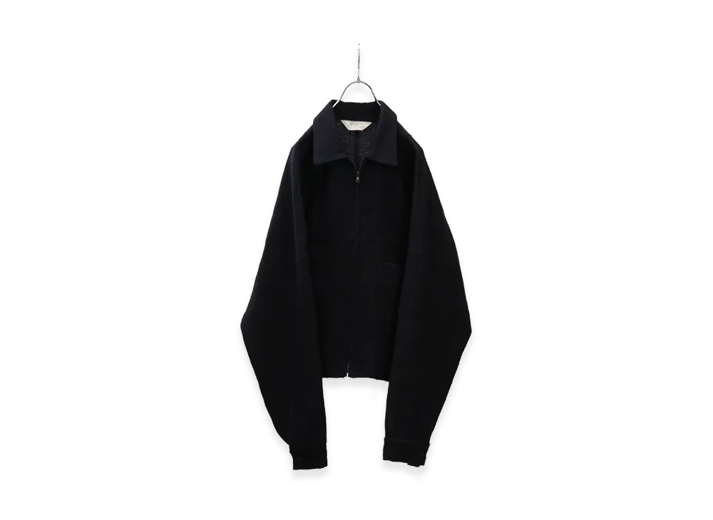 ANCELLM Shrink Wool Short Zipup Shirt Jacket "Navy"