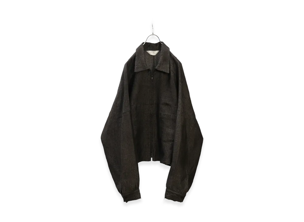 ANCELLM Shrink Wool Short Zipup Shirt Jacket "Brown"