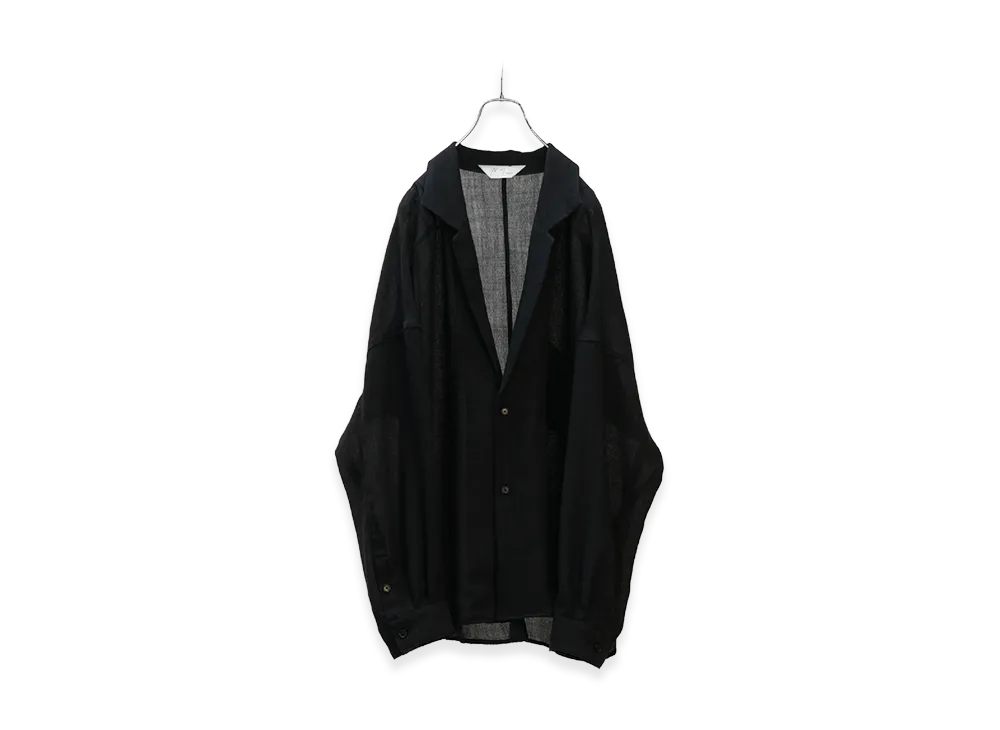 ANCELLM Wool Kersey Tailored Shirt "Black"
