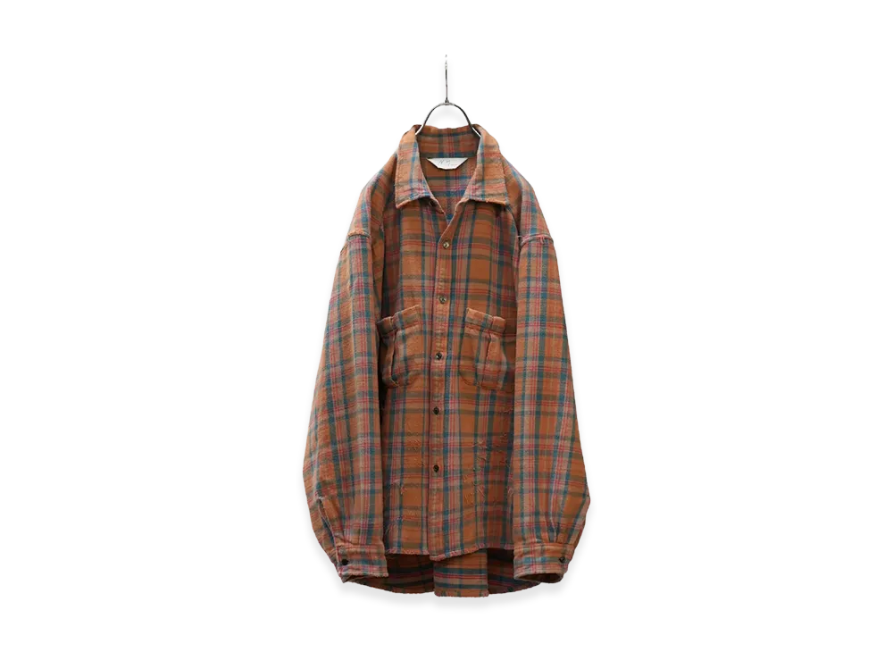 ANCELLM Nel Check Over Work Shirt "Camel"