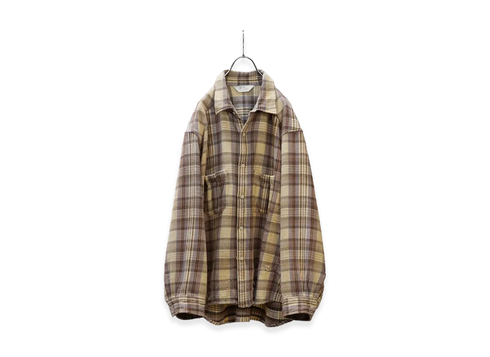 ANCELLM Nel Check Over Work Shirt "Ivory"