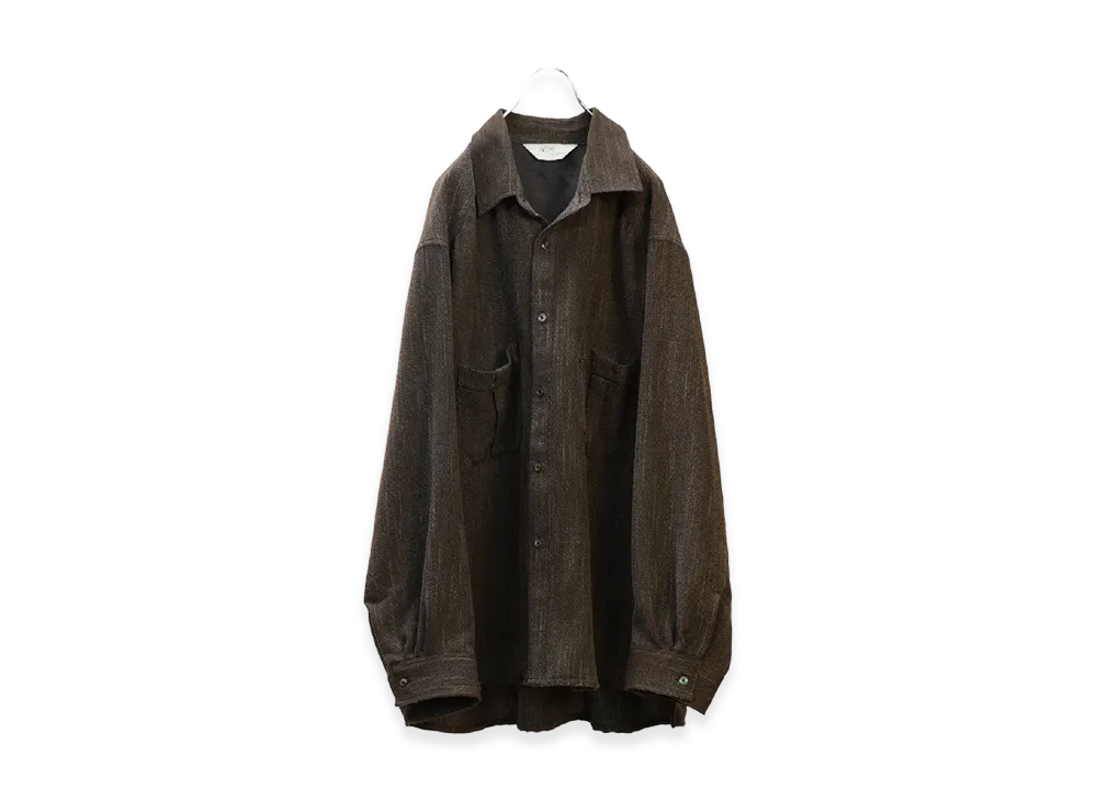 ANCELLM Melange Wool Over Work Shirt "Brown"