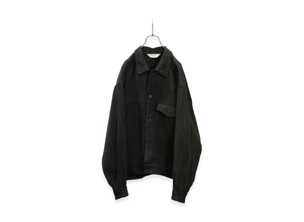 ANCELLM Melange Wool Work Shirt Blouson "Black"