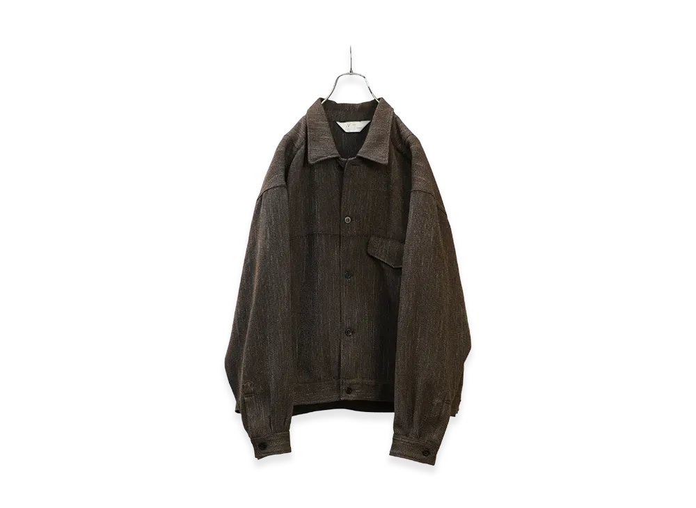 ANCELLM Melange Wool Work Shirt Blouson "Brown"