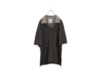 ANCELLM Open Collar Knit S/S Shirt "Charcoal"