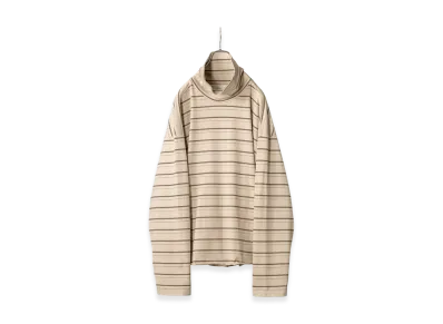 ANCELLM Turtleneck Border LS T-Shirt "Beige"