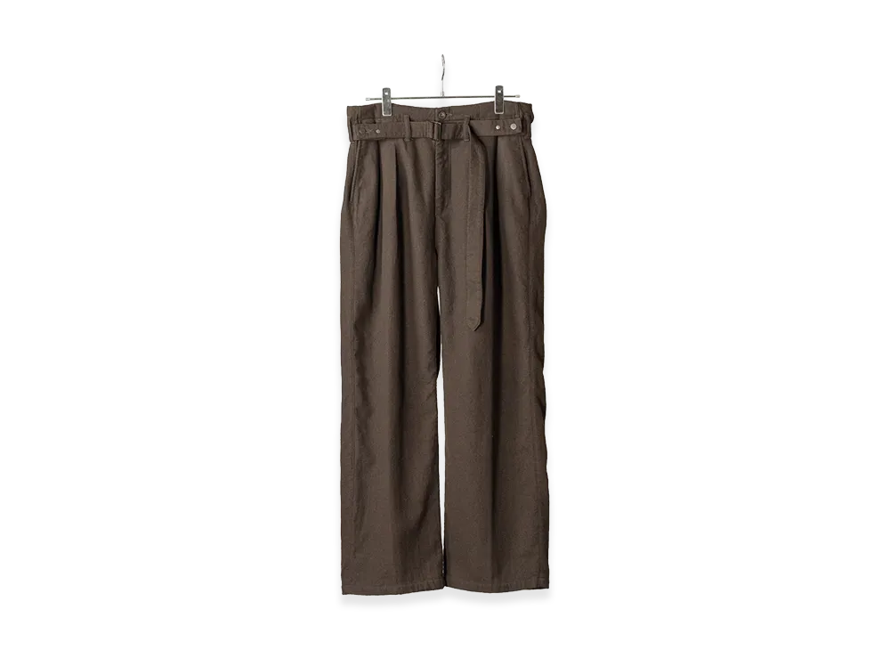 ANCELLM Wool Belted Wide Slacks "Brown"
