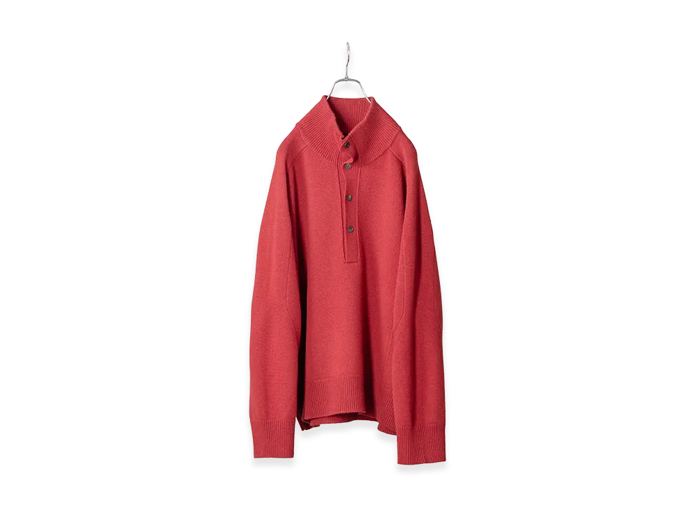 ANCELLM Button-Front Knit Blouson "Red"
