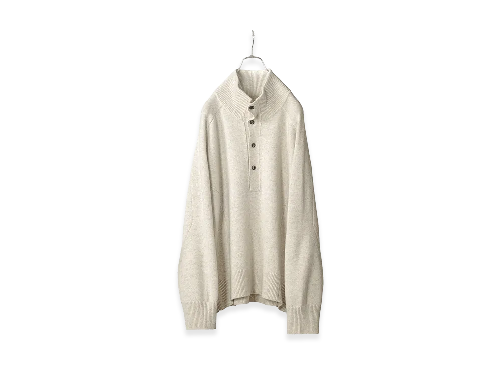 ANCELLM Button-Front Knit Blouson "Heather"