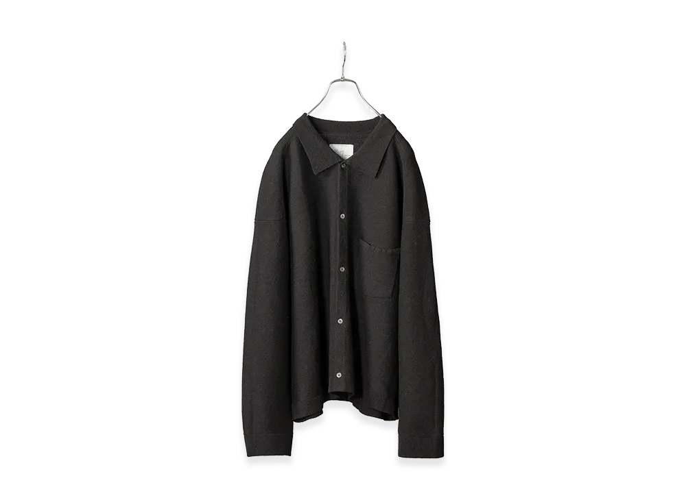 ANCELLM Shetland Wool Knit Shirt "Black"