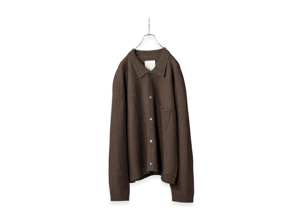ANCELLM Shetland Wool Knit Shirt "Brown"