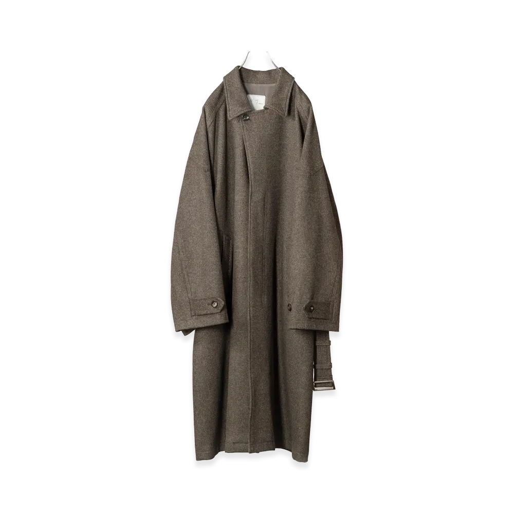 ANCELLM Wool Blanket Balmacaan Coat "Dark Brown"
