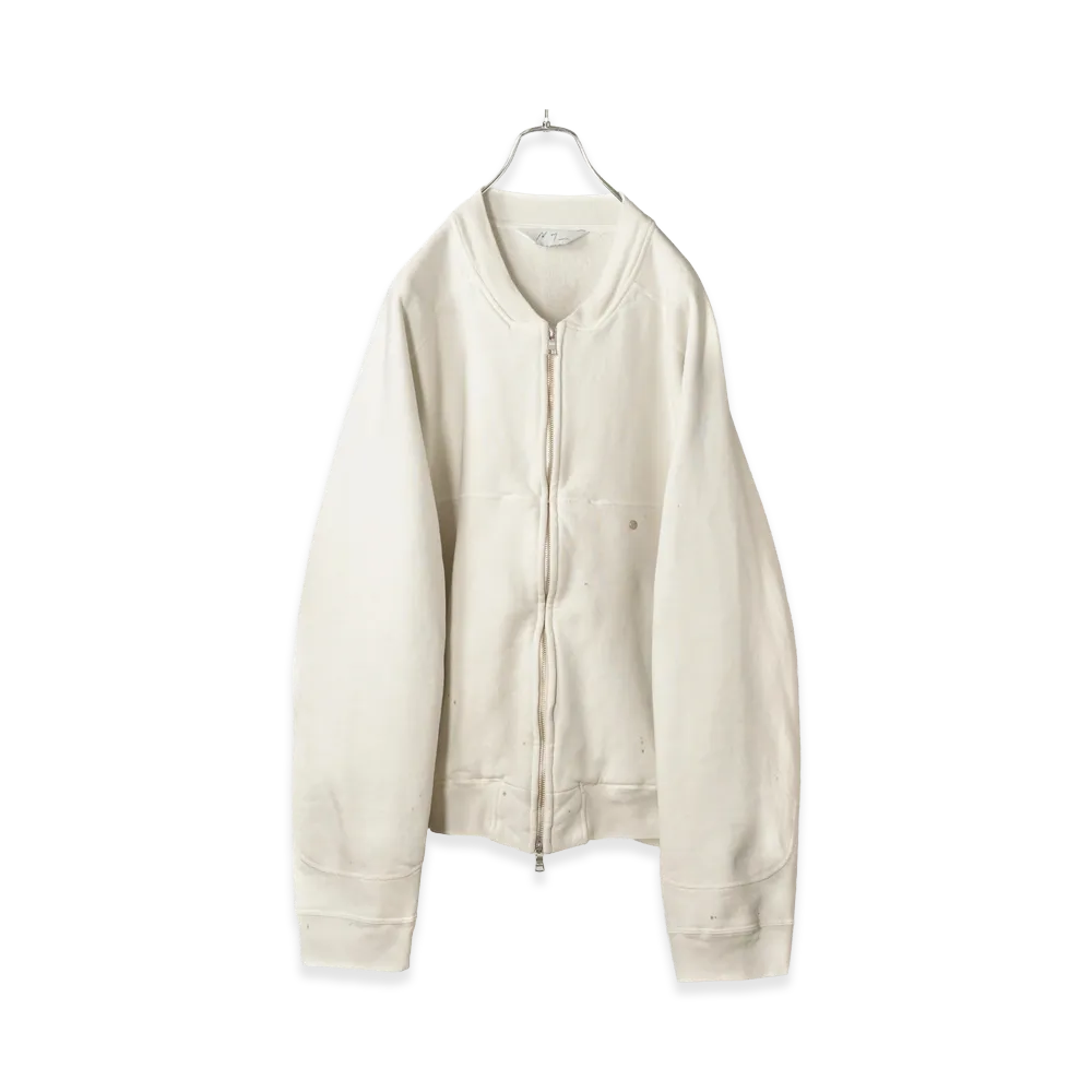 ANCELLM Fleece-Lined Sweat Varsity Shirt "White"