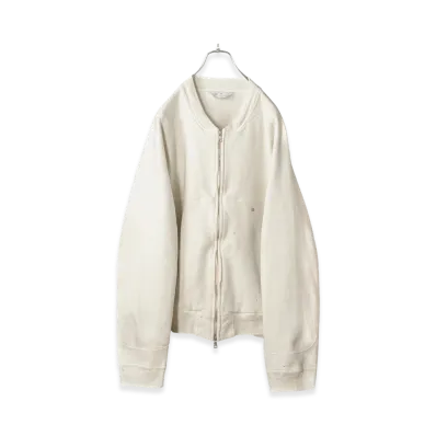 ANCELLM Fleece-Lined Sweat Varsity Shirt "White"