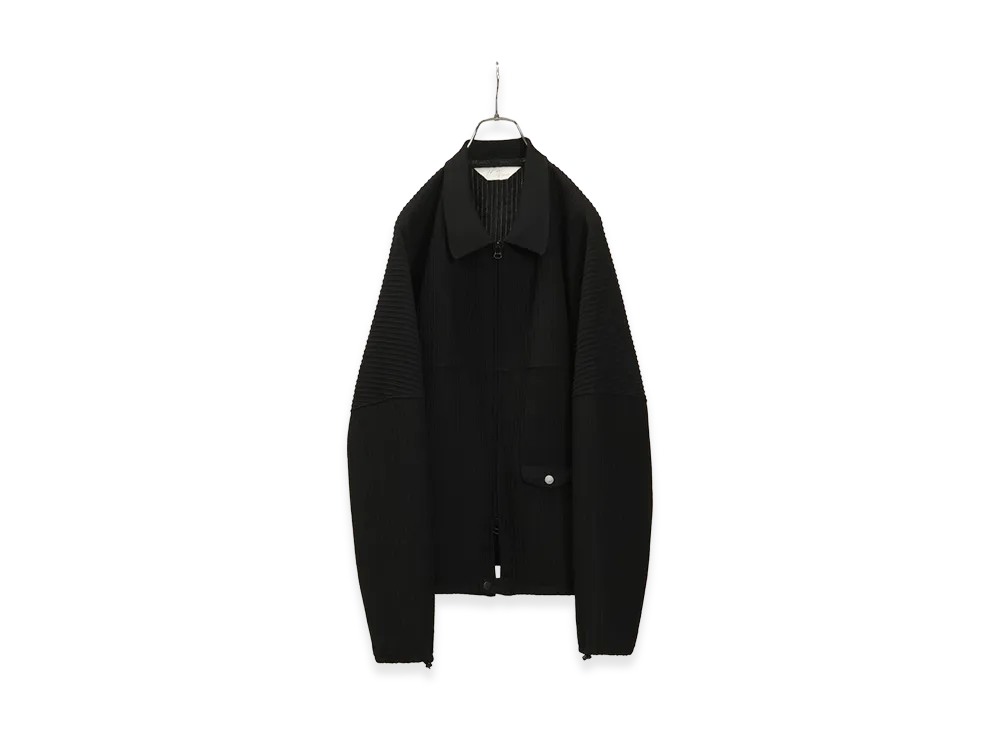 ANCELLM Wrinkled Stripe Short Shirt Jacket "Black"