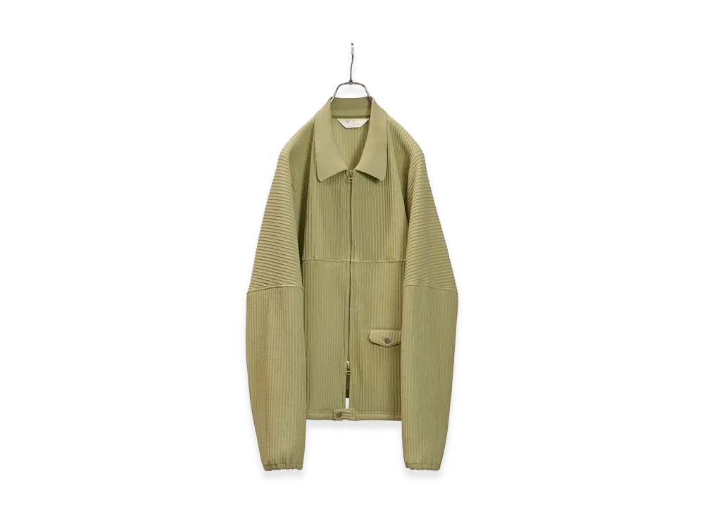 ANCELLM Wrinkled Stripe Short Shirt Jacket "Wasabi"