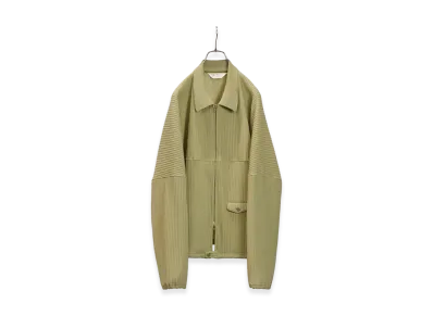 ANCELLM Wrinkled Stripe Short Shirt Jacket "Wasabi"