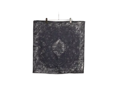 ANCELLM Hand-Drawn Silk Scarf "Navy"