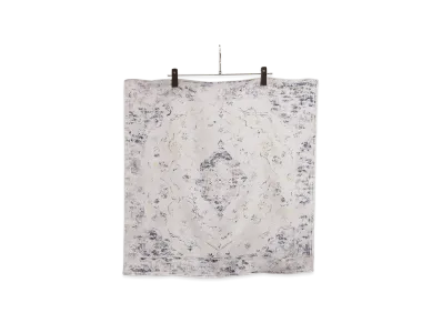 ANCELLM Hand-Drawn Silk Scarf "White"