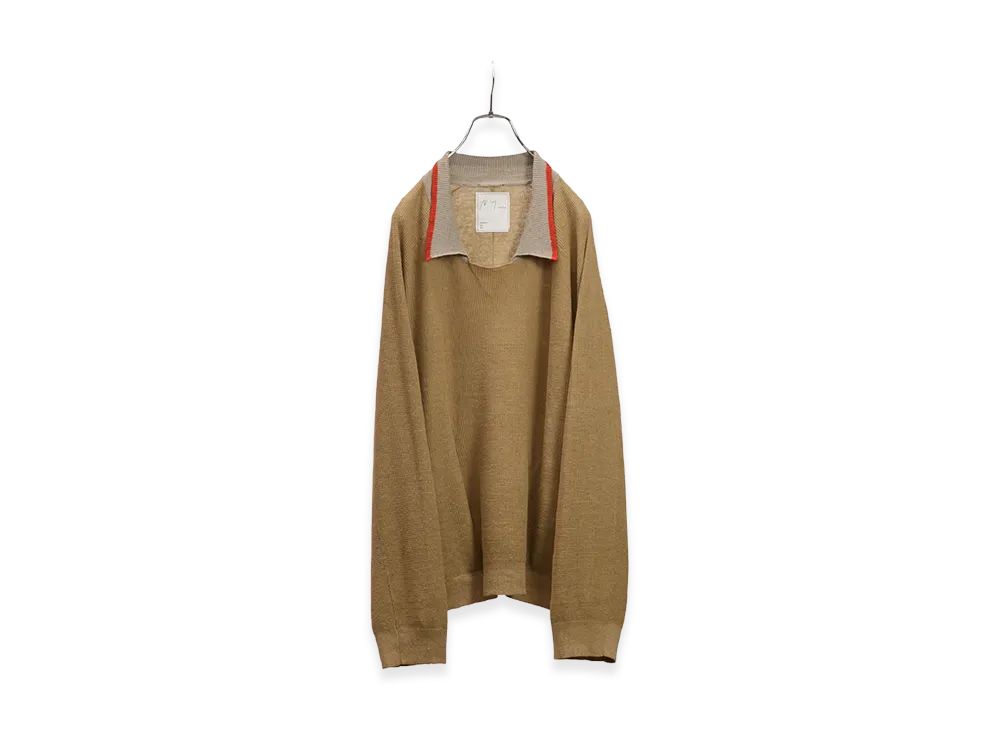 ANCELLM Contrast Collar Knit "Beige"