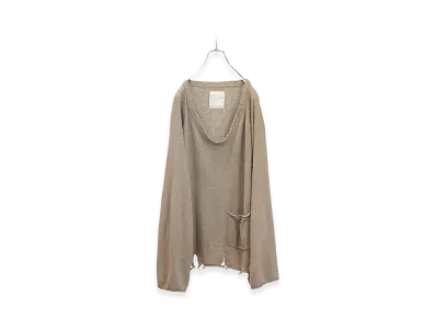 ANCELLM Damage Silk Uvneck Knit "Greige"