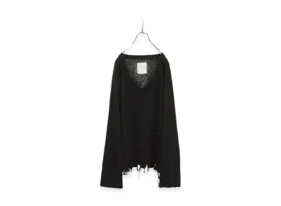 ANCELLM Damage Silk Uvneck Knit "Black"