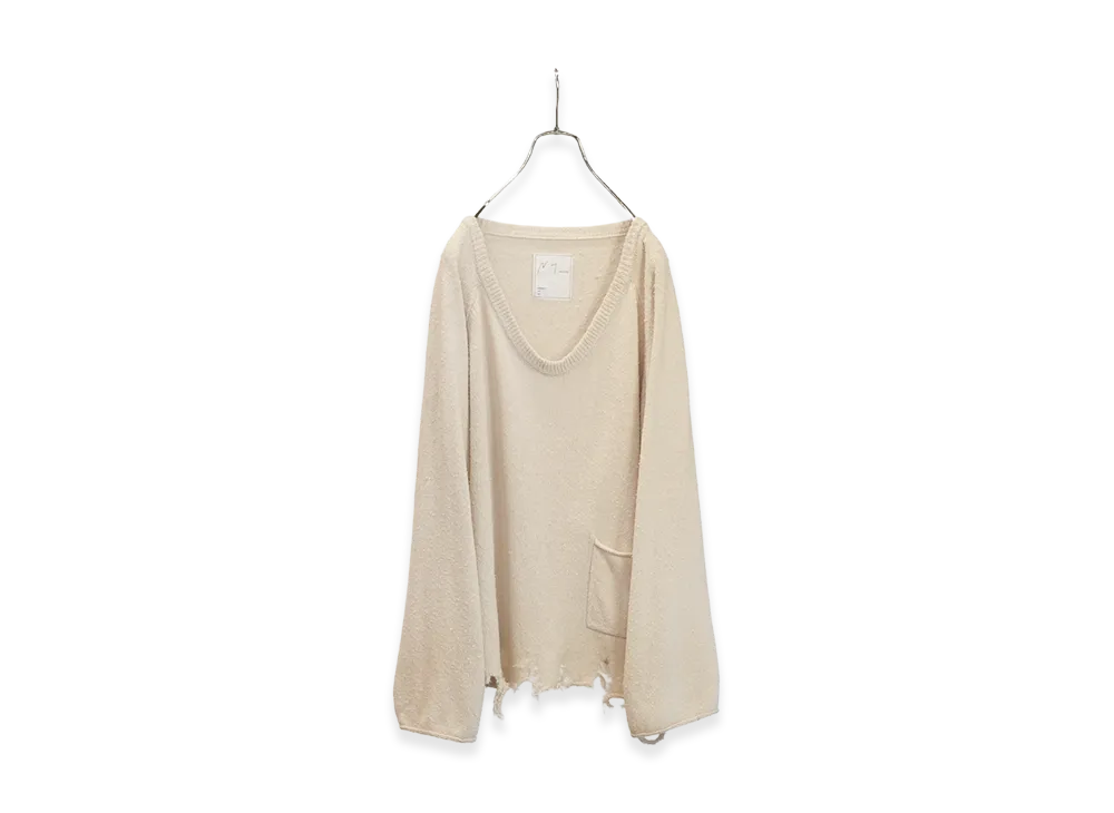 ANCELLM Damage Silk Uvneck Knit "Off"