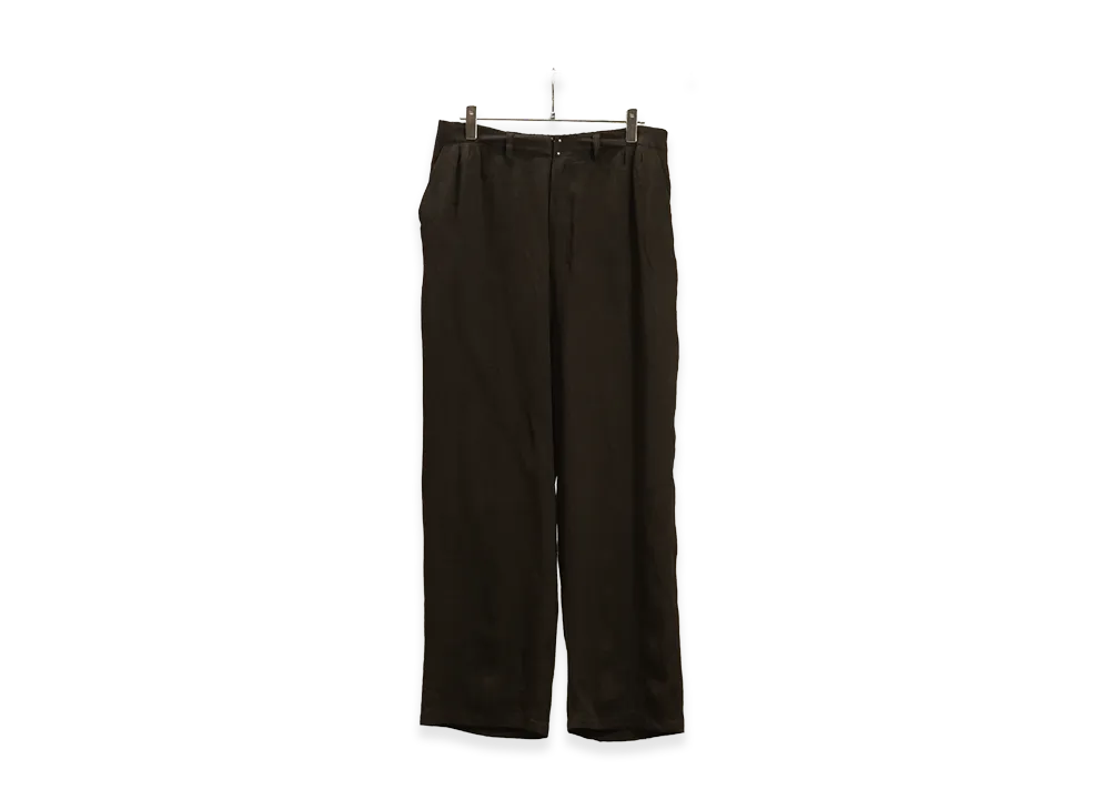 ANCELLM 100/S Linen Tuck Slacks "Brown"