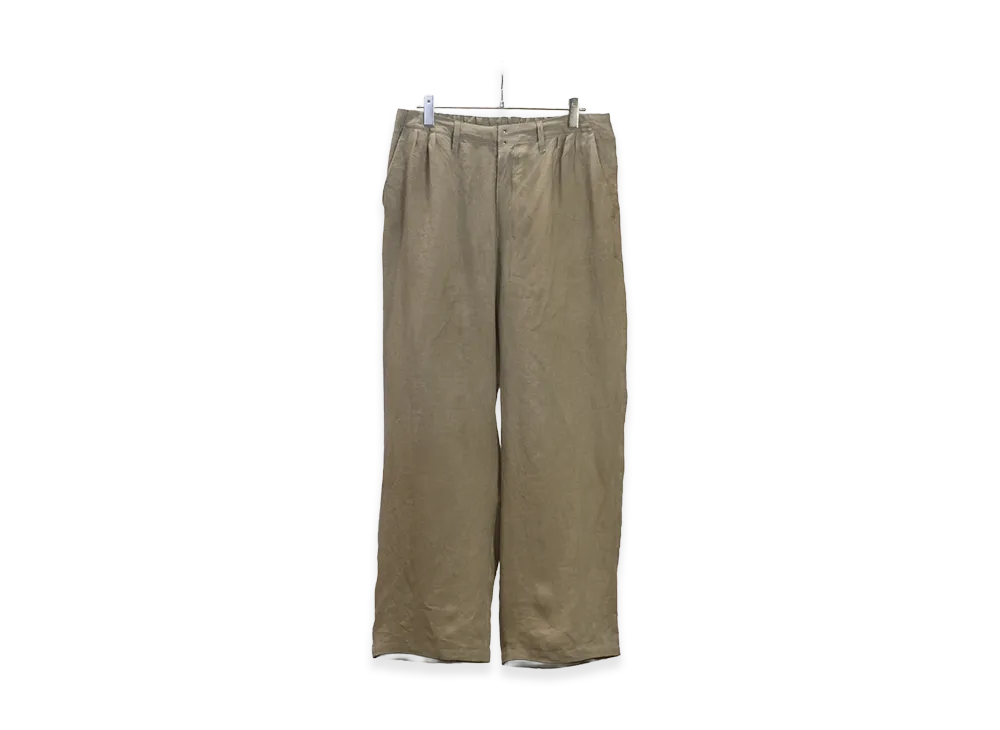 ANCELLM 100/S Linen Tuck Slacks "Khaki Beige"