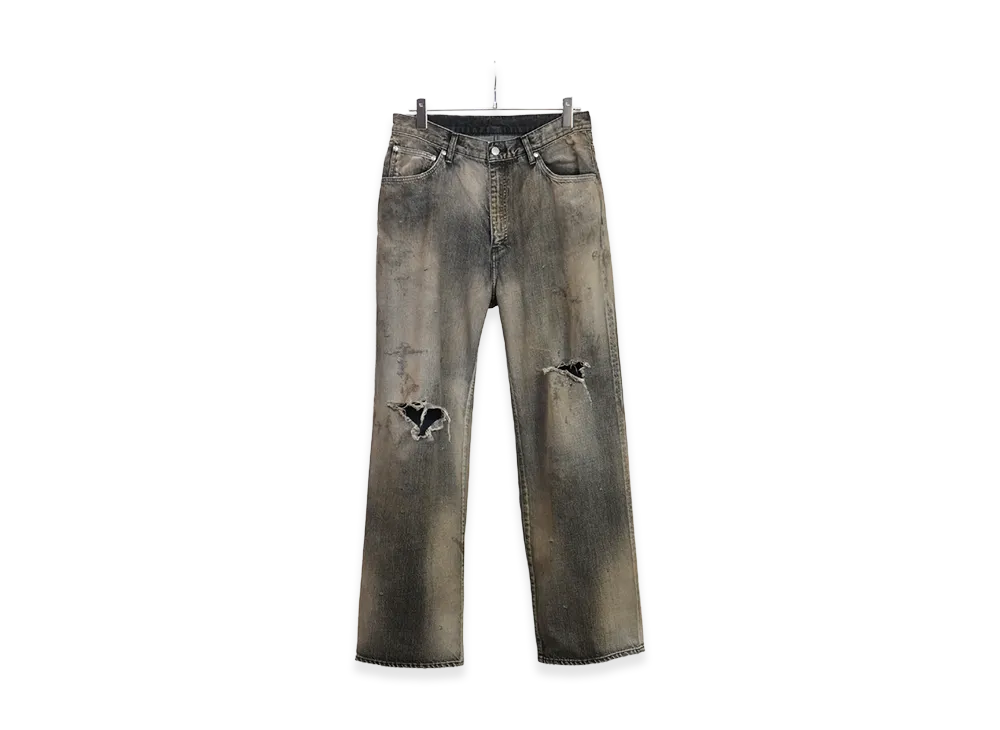 ANCELLM Crash Middle Straight 5P Denim Pants "Black"