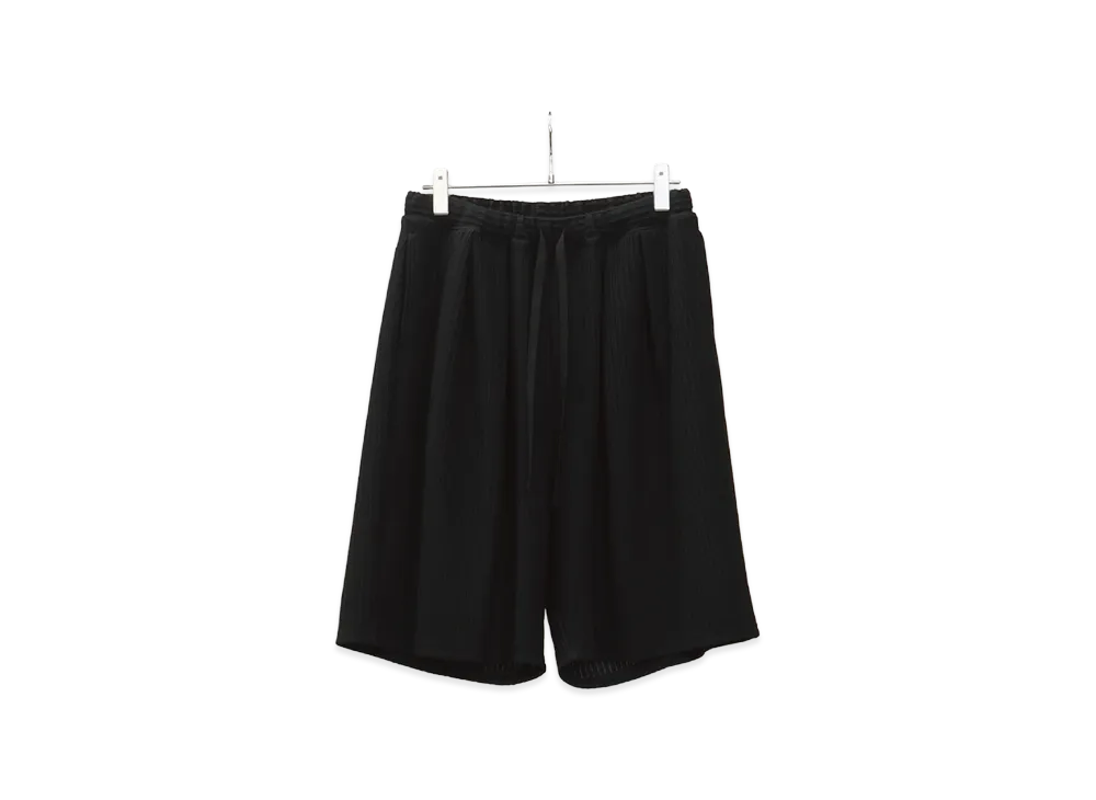 ANCELLM Wrinkled Stripe Tuck Short Pants "Black"