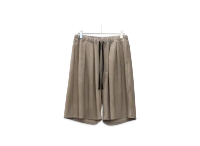 ANCELLM Wrinkled Stripe Tuck Short Pants "Greige"