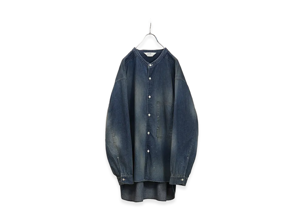 ANCELLM Denim Band Collar Shirt "Indigo"