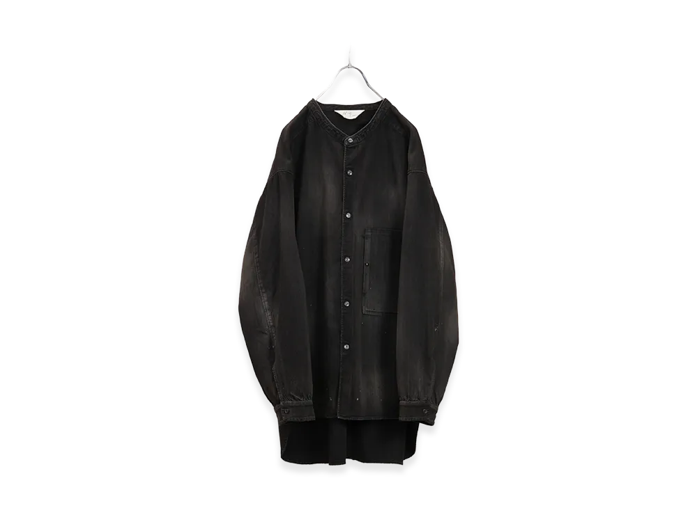 ANCELLM Denim Band Collar Shirt "Black"