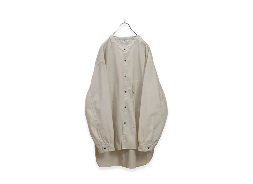 ANCELLM Denim Band Collar Shirt "White"