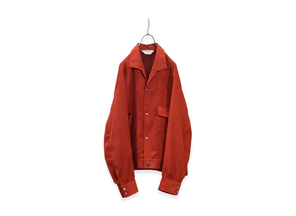 ANCELLM Vegan Suede Open Collar Shirt "Red"