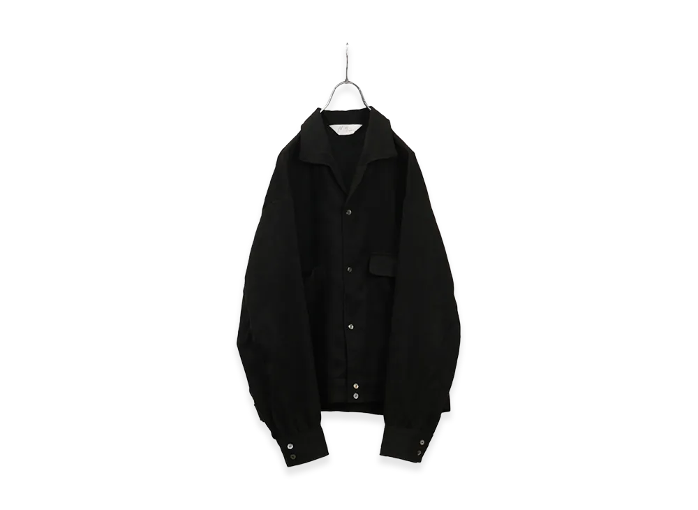 ANCELLM Vegan Suede Open Collar Shirt "Black"