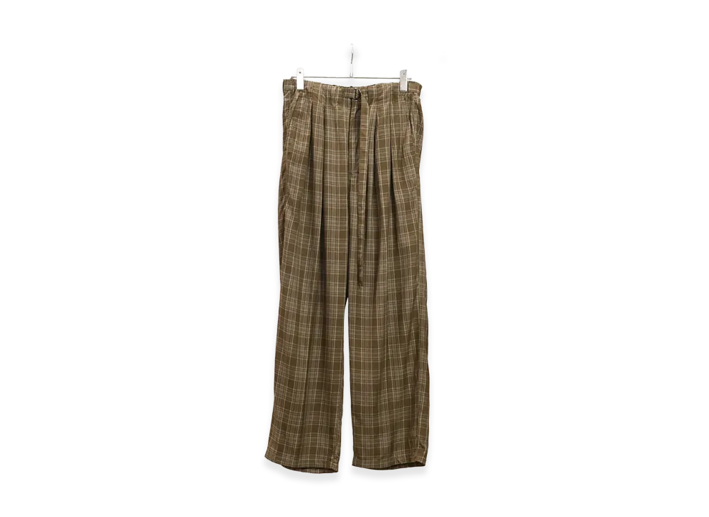 ANCELLM Aging Check Belt-Less Slacks "Green"