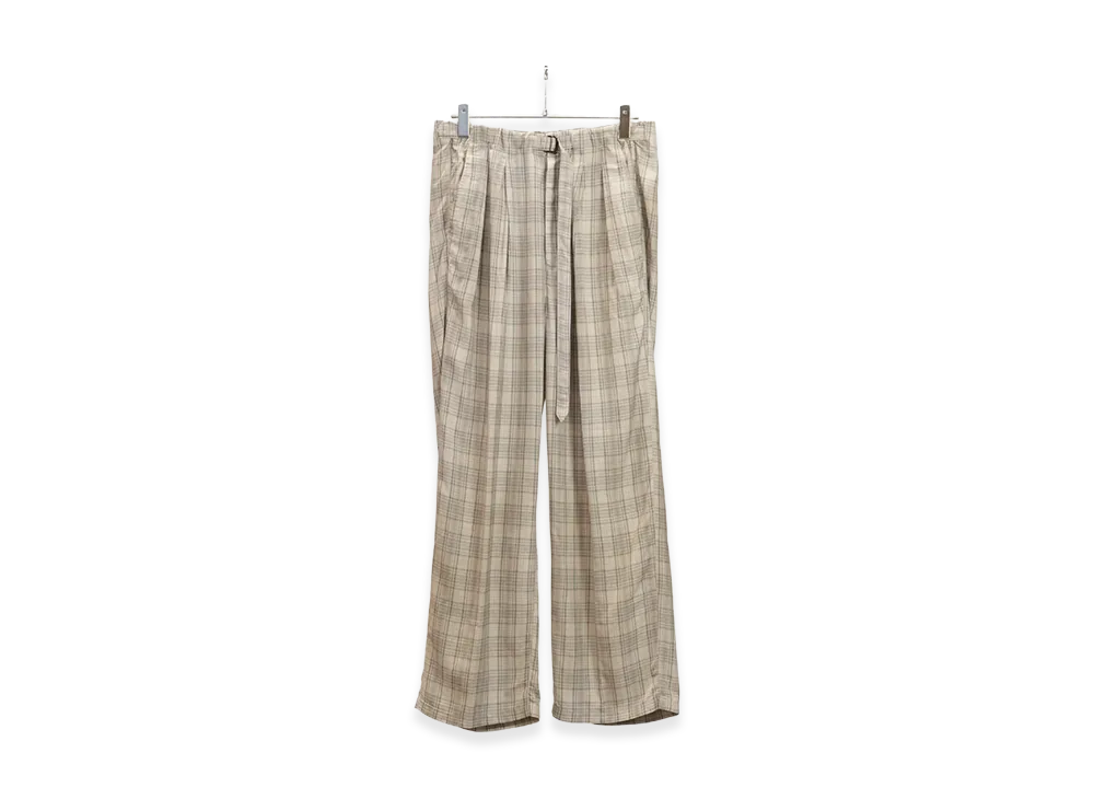 ANCELLM Aging Check Belt-Less Slacks "Beige"
