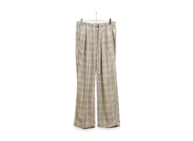 ANCELLM Aging Check Belt-Less Slacks "Beige"