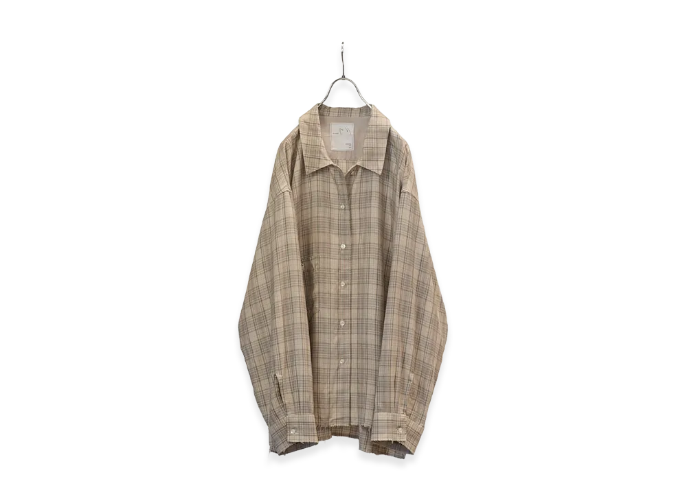ANCELLM Aging Rayon Check Shirt "Beige"