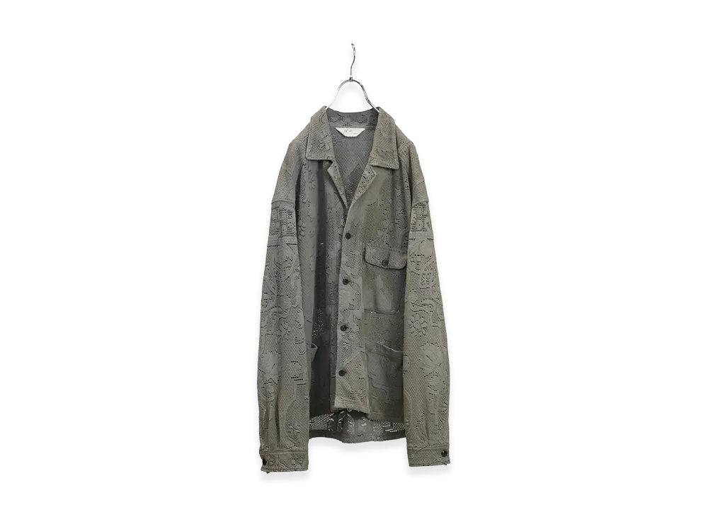 ANCELLM Aging Lace Work Shirt "Gray"