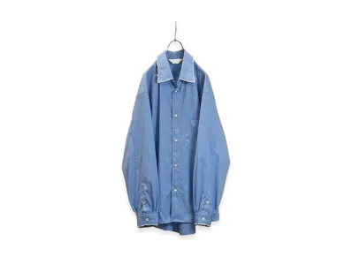 ANCELLM High-Count Frayed Over Shirt "Blue"