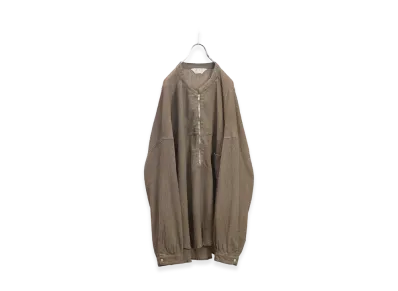 ANCELLM Crepe Half Zip Shirt "Greige"