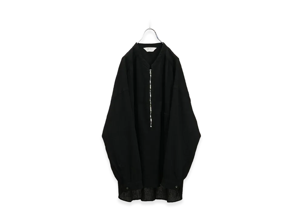 ANCELLM Crepe Half Zip Shirt "Black"