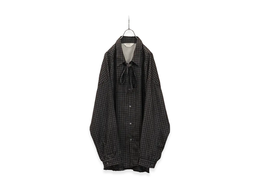 ANCELLM Bow-Tie Check Shirt "Navy"