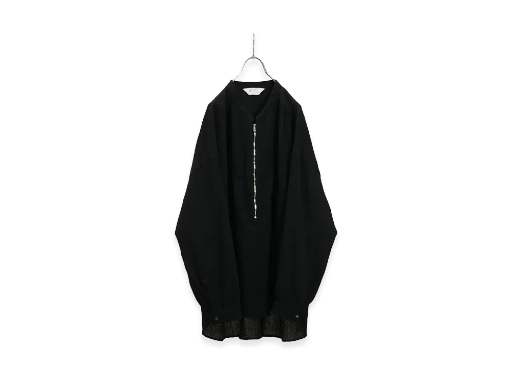 ANCELLM Crepe Half Zip Shirt "Black"