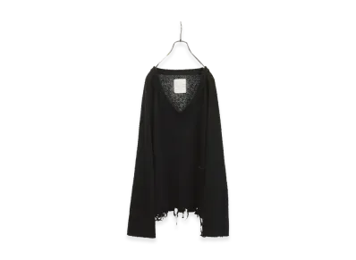 ANCELLM Damage Silk Uvneck Knit "Black"