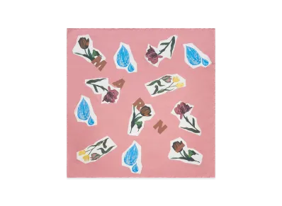 MARNI x Olaolu Slawn x Soldier Boyfriend Silk Foulard with Flower Collage "Camellia/Pink"